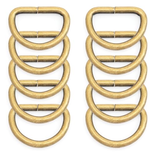 CRAFTMEMORE 100 Pack 3/4 Inch Metal D-Rings Non Welded Dee Ring for Bag Belt Lanyard DIY Craft Accessories (Antique Brass) - Image 5