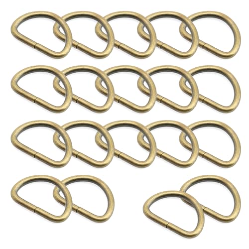 CRAFTMEMORE 100 Pack 3/4 Inch Metal D-Rings Non Welded Dee Ring for Bag Belt Lanyard DIY Craft Accessories (Antique Brass) - Image 2