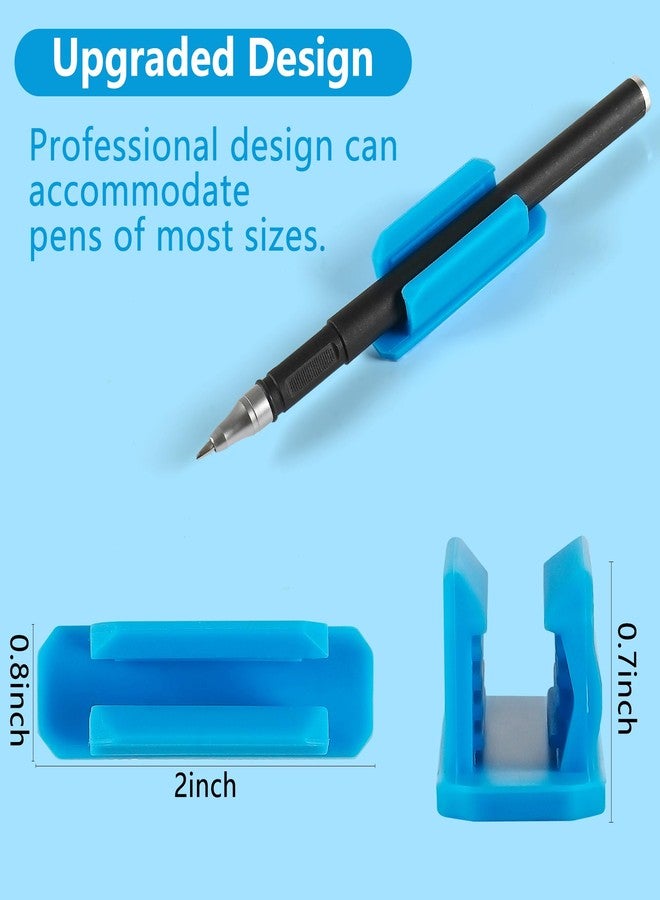 Vidotim 10Pack Adhesive Pen Holder for Desk, Silicone Pencil Holder for Classroom,Teacher Student Kinds Accessories, Desk Accessories (Blue) - Image 3