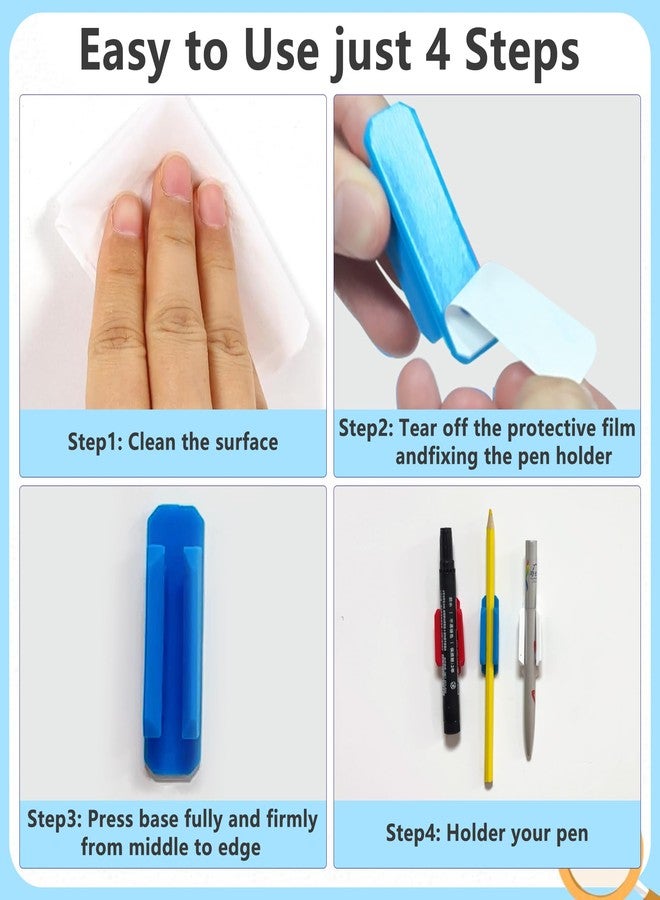 Vidotim 10Pack Adhesive Pen Holder for Desk, Silicone Pencil Holder for Classroom,Teacher Student Kinds Accessories, Desk Accessories (Blue) - Image 5