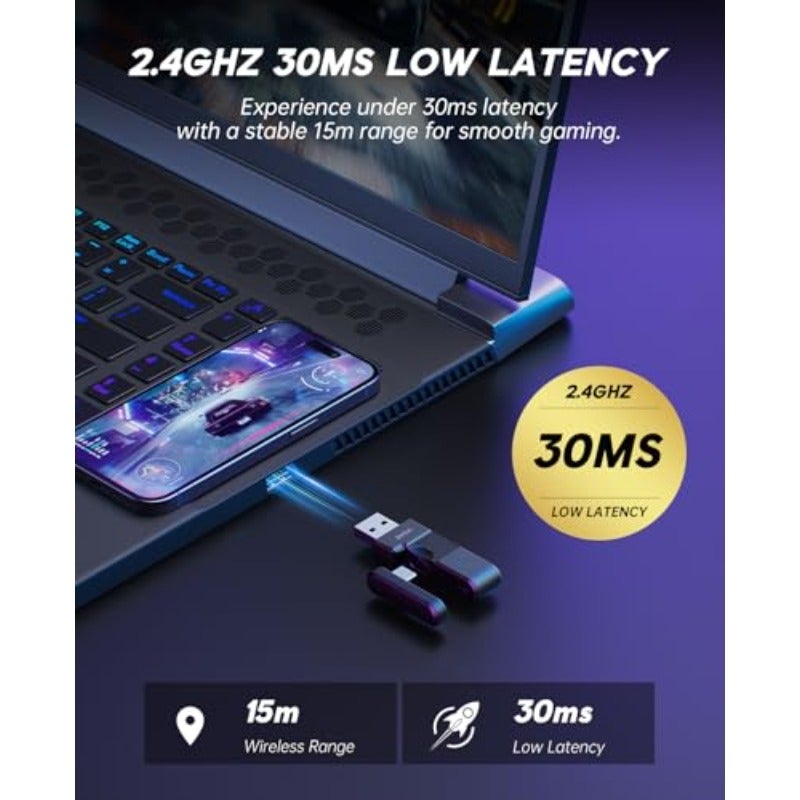 EKSA Wireless Gaming Headset for PC Ps5 Ps4 2.4 Ghz USB Type-C Gaming Headphones with Microphone 30ms Latency 80H Battery Bluetooth Headphones for Switch Laptop Mobile Mac - Image 3