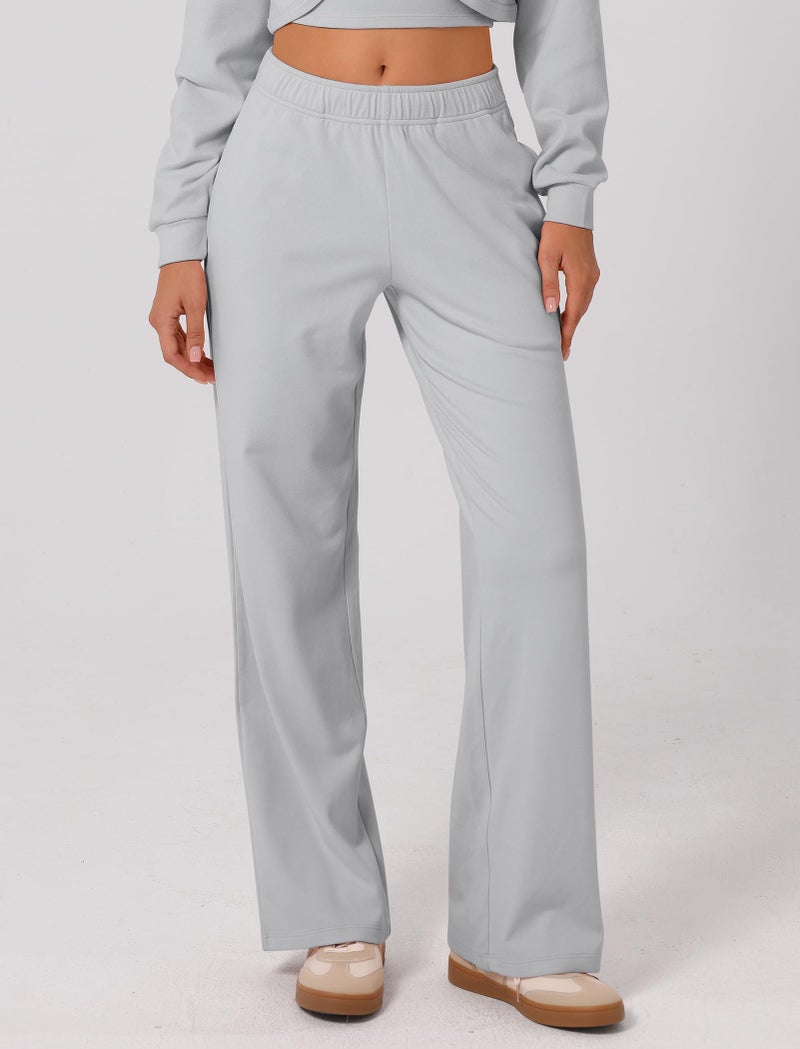ABOCIW Sweatpants Women Baggy Lounge Pants Drawstring Straight Leg High Waist Sweat Pants with Pockets Workout Gym Active Comfy Joggers for Women Fall Clothes 2025 Brushed Jersey Gray Small - Image 4