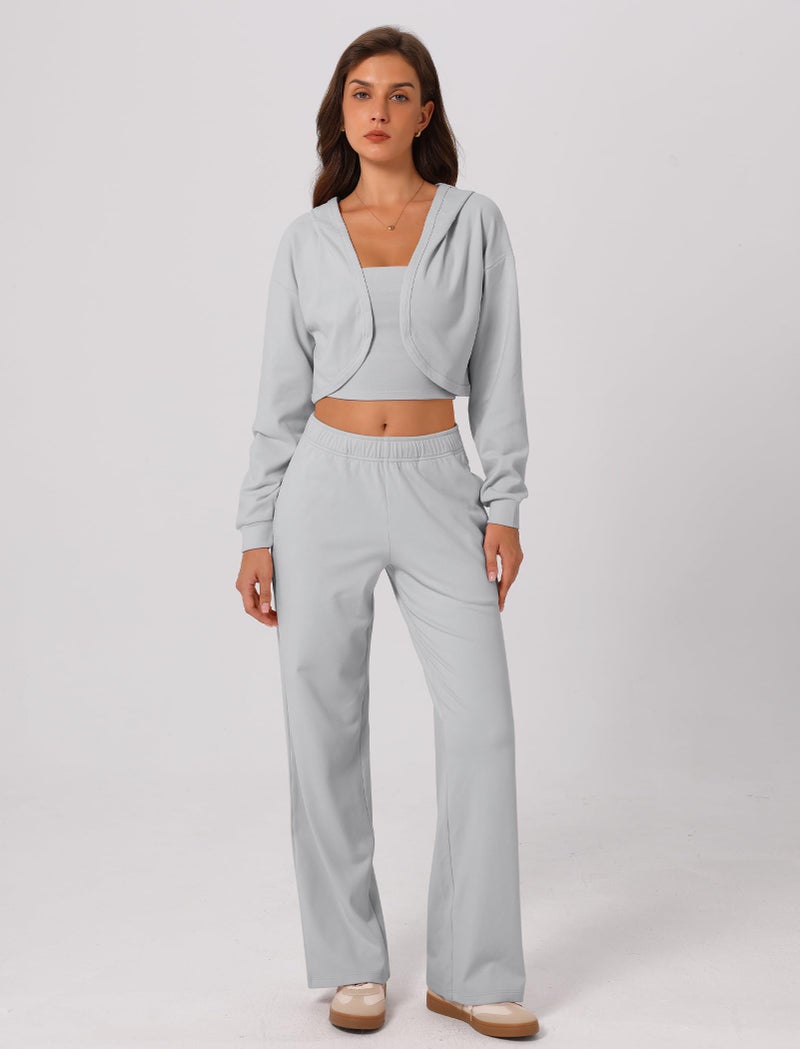 ABOCIW Sweatpants Women Baggy Lounge Pants Drawstring Straight Leg High Waist Sweat Pants with Pockets Workout Gym Active Comfy Joggers for Women Fall Clothes 2025 Brushed Jersey Gray Small - Image 5