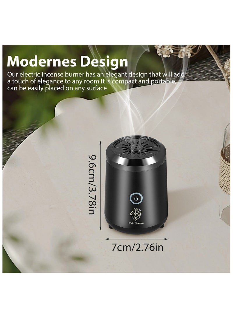 عود بخور مبخرة بخور كهربائية محمولة - مبخرة قابلة لإعادة الشحن مع حجرة تسخين سيراميك، موزع روائح عطرية بشحن USB، تصميم صغير الحجم للاستخدام في المنزل والمكتب والسيارة والسفر - Image 4