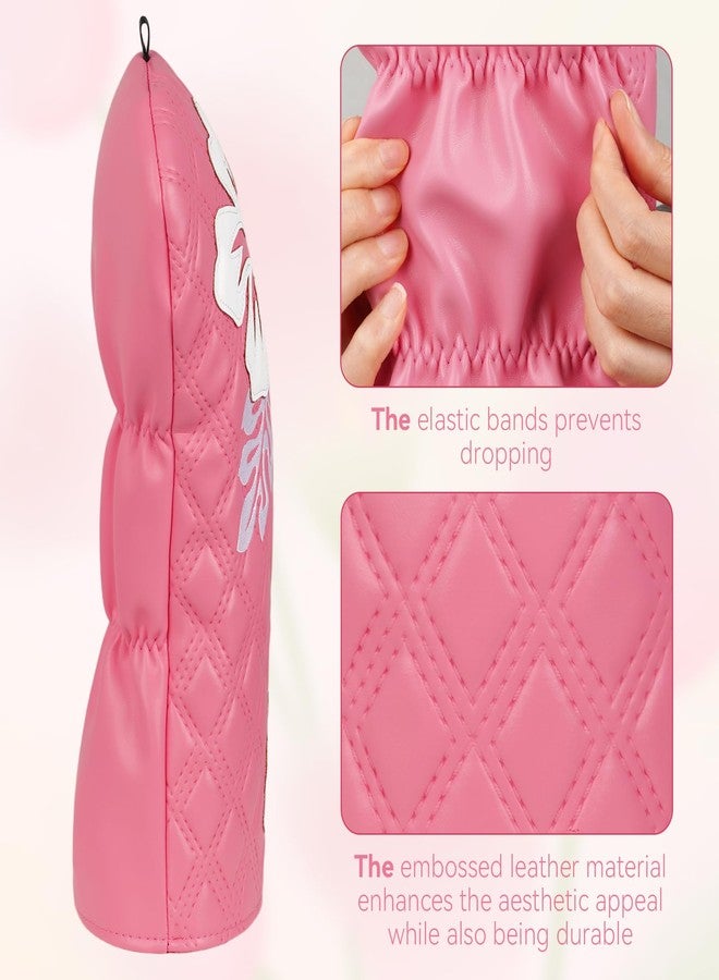 mytag Pink Golf Club Head Covers 4 Pack, Hibiscus Flowers Golf Headcovers Set with Patch & Embroidery Driver 3/5 Wood Hybrids/Rescue Covers - Image 3