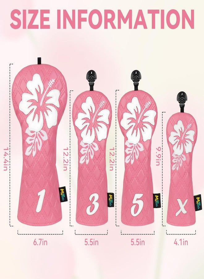 mytag Pink Golf Club Head Covers 4 Pack, Hibiscus Flowers Golf Headcovers Set with Patch & Embroidery Driver 3/5 Wood Hybrids/Rescue Covers - Image 4