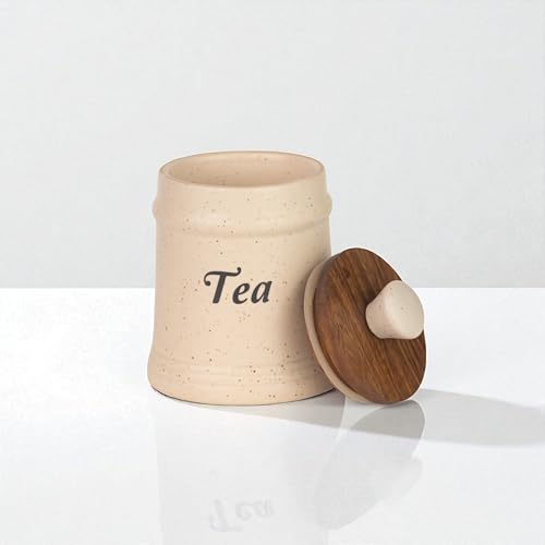 ClayStone Tea Sugar Salt Containers Ceramic with Airtight Lids - Set of 3 Jars for Kitchen Storage (Tea Suger Salt) - Image 2