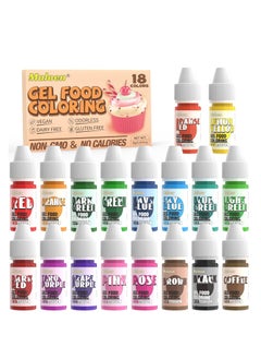 Muloen Muloen Gel Food Coloring - 18 Color Food Grade Rainbow Fondant Cake Food Coloring Gel Set for Baking, Cake Decorating, Cooking - Neon Food Dye for Slime Making and DIY Crafts - .25 fl.oz.(6g) Bottles  - Image 1