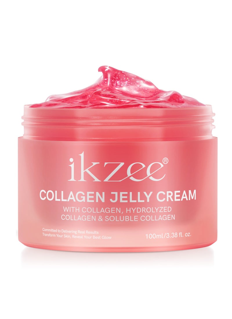 IKZEE - Collagen Jelly Cream - Korean Collagen Face Mask Overnight - Hydrates Skin and Gives a 24h Glow - Korean Skincare (3.51 fl.oz) - Image 1