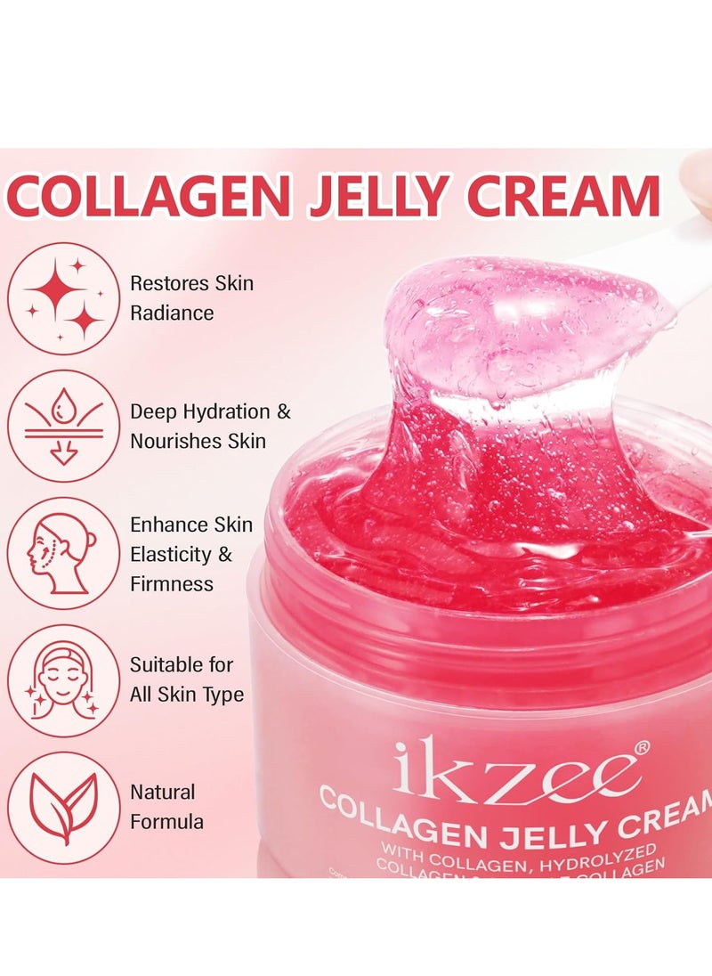 IKZEE - Collagen Jelly Cream - Korean Collagen Face Mask Overnight - Hydrates Skin and Gives a 24h Glow - Korean Skincare (3.51 fl.oz) - Image 1