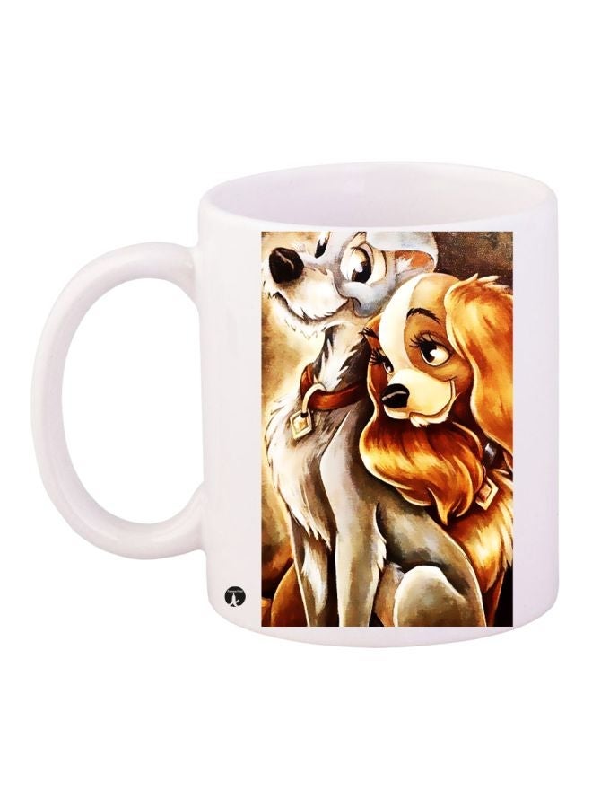 RYN Dog Printed Coffee Mug White/Brown/Grey 11ounce