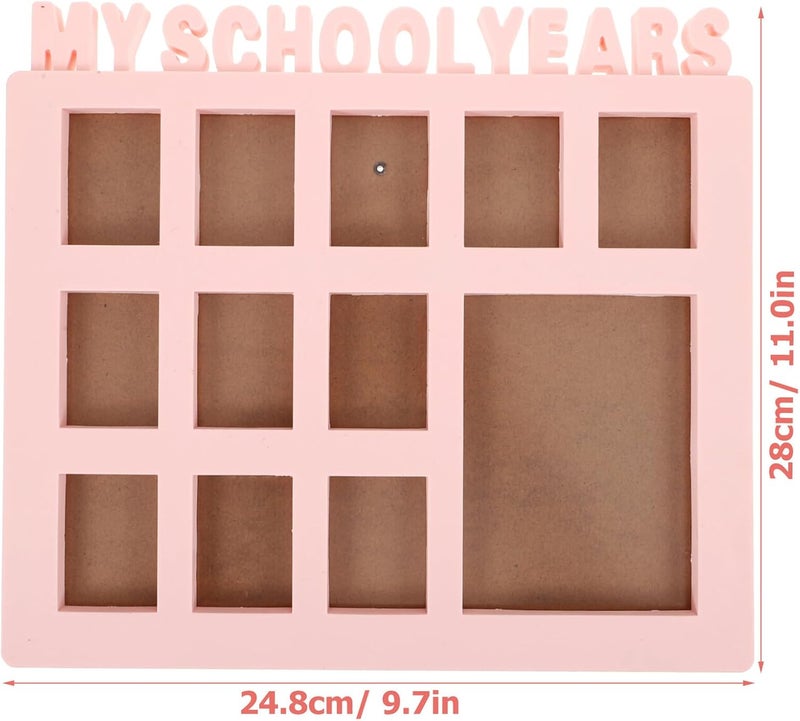 School Years Picture Frame Collage Tabletop Photo Display Holder Growth Keepsake Frame for Pink - Image 2