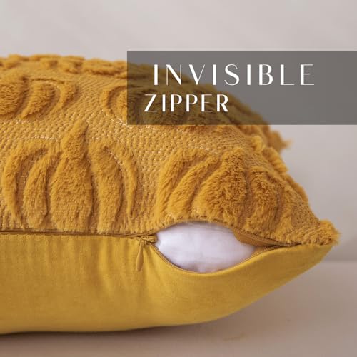 DFXSZ Fall Pillow Covers 18x18 Set of 2 Fall Decorations Autumn Yellow Pumpkin Throw Pillow Cases Soft Plush Faux Fur Wool Couch Cushion Case for Chair Sofa Bedroom Living Room Home Decor PTK02F18 - Image 3