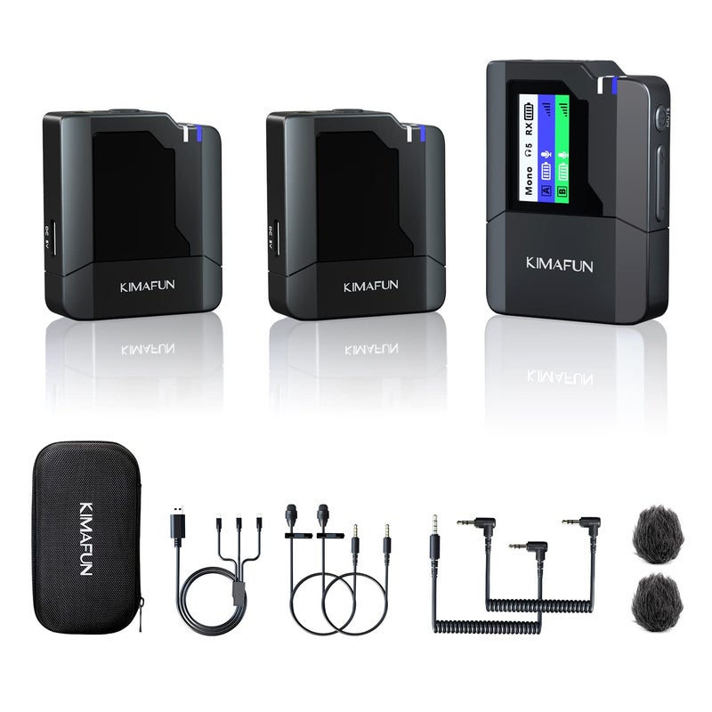 KIMAFUN Dual Wireless Lavalier Microphone for Camera 2 Pack Lapel Mic for Interview Live Stream KMG502 - Image 2