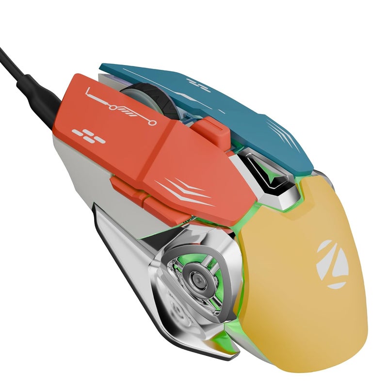 ZEBRONICS Transformer M Plus Wired Gaming Mouse, Up to 12800 DPI, 6 Buttons with a 6-Level DPI Switch, 8 RGB Modes, 1000Hz Polling Rate, 1.5m Detachable Cable, Gaming Grade Sensor (Multicolor) - Image 1