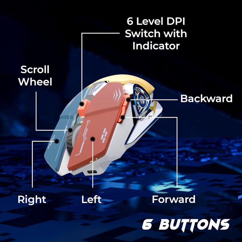 ZEBRONICS Transformer M Plus Wired Gaming Mouse, Up to 12800 DPI, 6 Buttons with a 6-Level DPI Switch, 8 RGB Modes, 1000Hz Polling Rate, 1.5m Detachable Cable, Gaming Grade Sensor (Multicolor) - Image 5