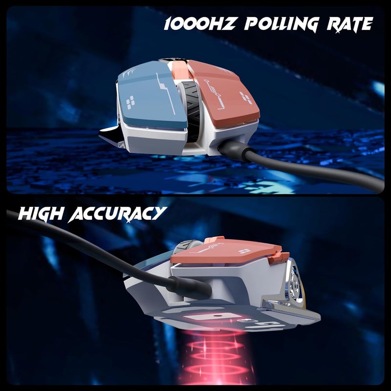 ZEBRONICS Transformer M Plus Wired Gaming Mouse, Up to 12800 DPI, 6 Buttons with a 6-Level DPI Switch, 8 RGB Modes, 1000Hz Polling Rate, 1.5m Detachable Cable, Gaming Grade Sensor (Multicolor) - Image 3