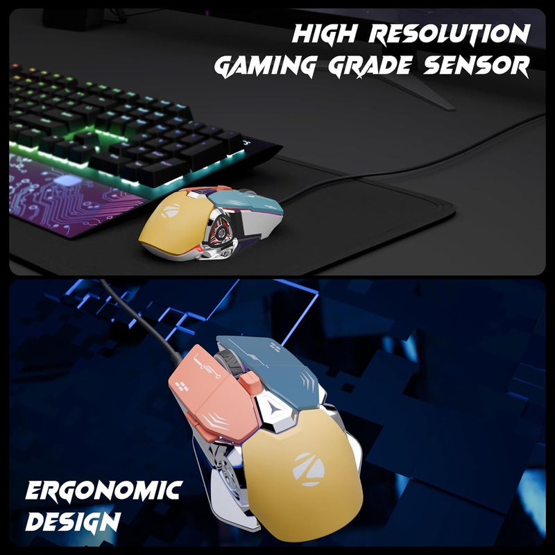 ZEBRONICS Transformer M Plus Wired Gaming Mouse, Up to 12800 DPI, 6 Buttons with a 6-Level DPI Switch, 8 RGB Modes, 1000Hz Polling Rate, 1.5m Detachable Cable, Gaming Grade Sensor (Multicolor) - Image 4