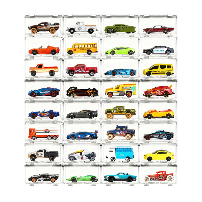 Saichotoy Display Case Compatible with Hot Wheels Stackable Toy Car Storage Transparent Organizer for Matchbox 164 Scale Diecast Cars 32 Packs Clear Case Only - Image 2