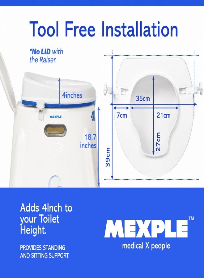 MEXPLE Xumo200 Portable Indian to Western Toilet Converter & RaiXer4 Toilet Seat Height Raiser (4 Inches) | Commode Chair | Seat Raiser Elevator Extension | For Handicap, Knee Patient, Old Citizen - Image 3
