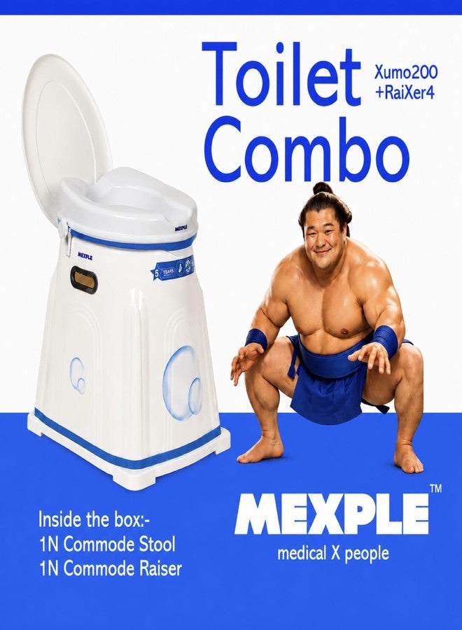 MEXPLE Xumo200 Portable Indian to Western Toilet Converter & RaiXer4 Toilet Seat Height Raiser (4 Inches) | Commode Chair | Seat Raiser Elevator Extension | For Handicap, Knee Patient, Old Citizen - Image 2