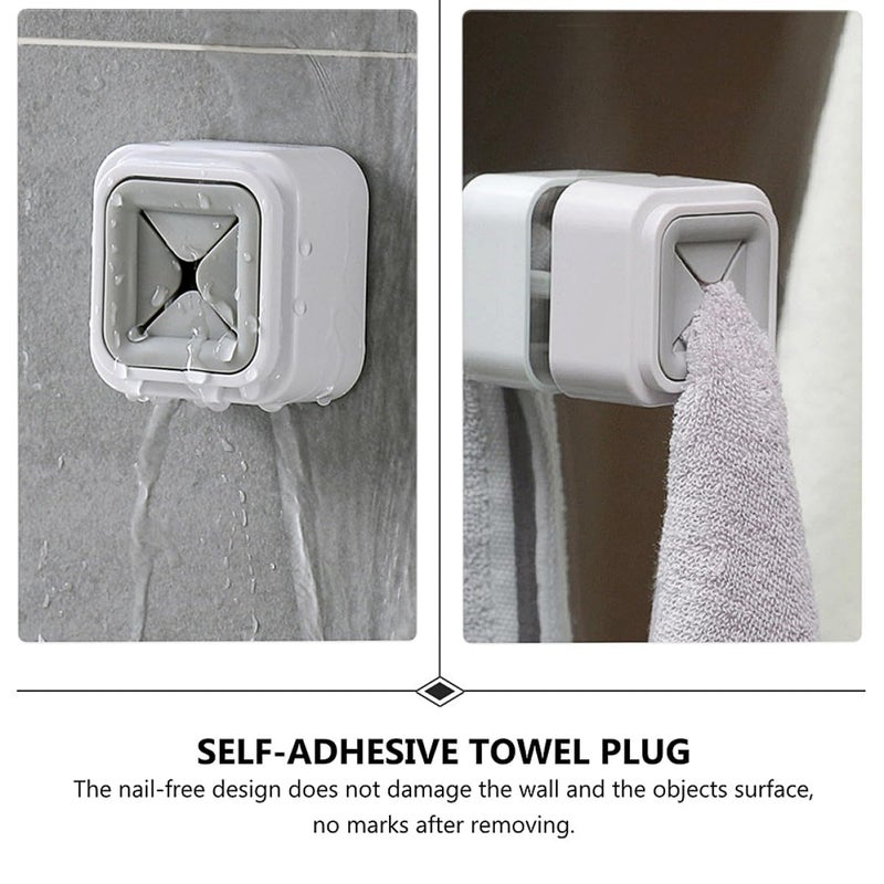 3Pcs Gray Punch Free Towel Holder Wall Mounted Organizer For Bathroom Kitchen - Image 4