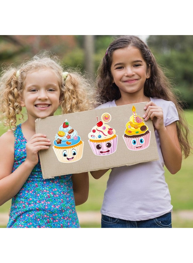 تي-أنتريكس 24 ورقة اصنع ملصقات الكب كيك الخاصة بك اصنع ملصقات وجه للأطفال الصغار باستخدام ملصقات الحرف اليدوية لوازم هدايا الحفلات للأطفال - Image 1