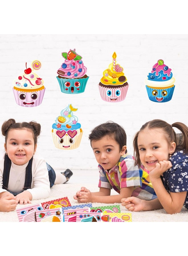 تي-أنتريكس 24 ورقة اصنع ملصقات الكب كيك الخاصة بك اصنع ملصقات وجه للأطفال الصغار باستخدام ملصقات الحرف اليدوية لوازم هدايا الحفلات للأطفال - Image 2