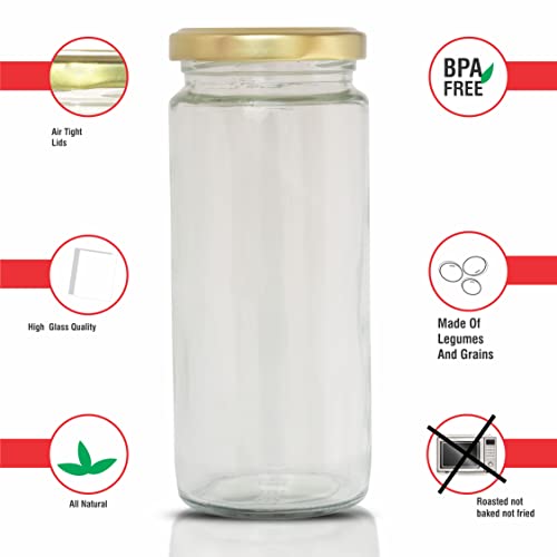 Pure Source India Kitchen Storage long Bamboo Glass Jars For Sauce, Pickle, Cereal, Spice, Spaghetti Noodles (200 ml, Transparent) -Pack of (12) - Image 5