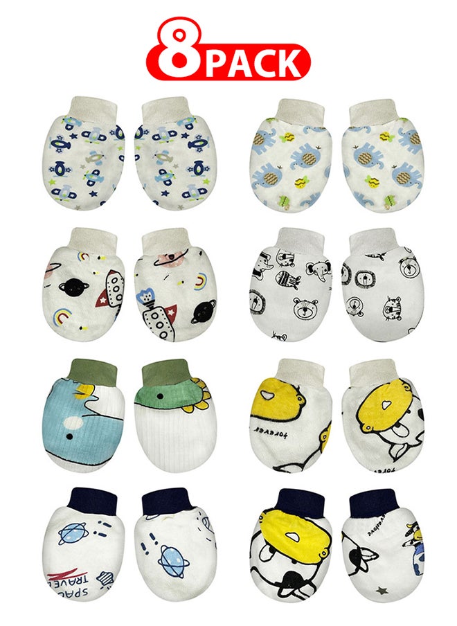 MARGOUN 8 Packs Newborn Baby Mittens Anti Scratch Baby Mittens No Scratch Mittens Baby Gloves for 0-6 Months Boys Girls Multicolour  - Image 1