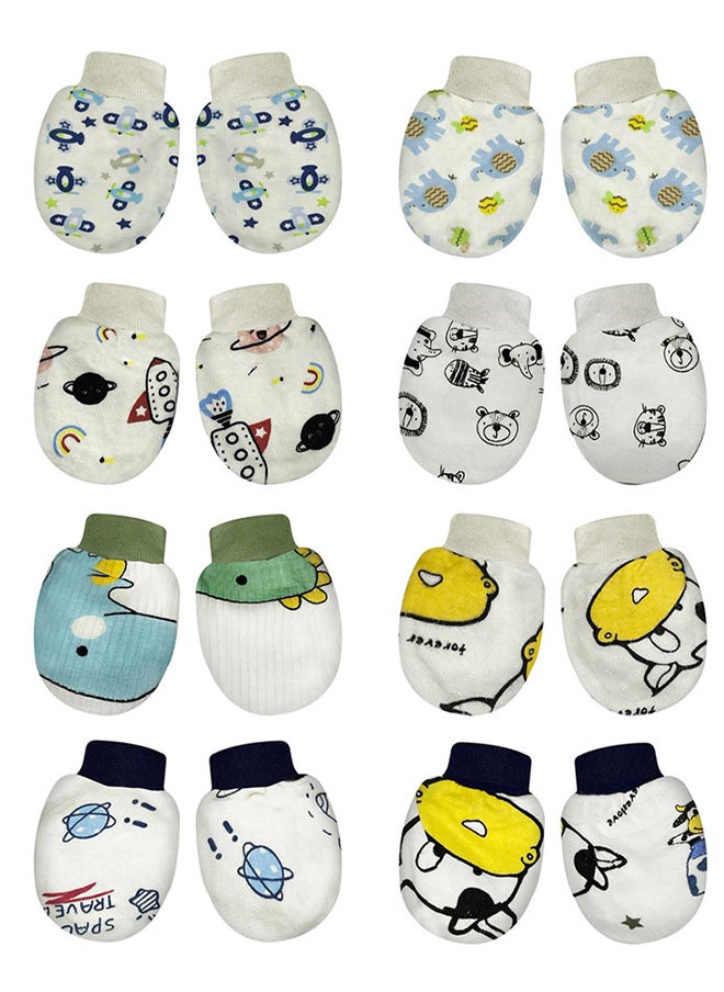 MARGOUN 8 Packs Newborn Baby Mittens Anti Scratch Baby Mittens No Scratch Mittens Baby Gloves for 0-6 Months Boys Girls Multicolour  - Image 2