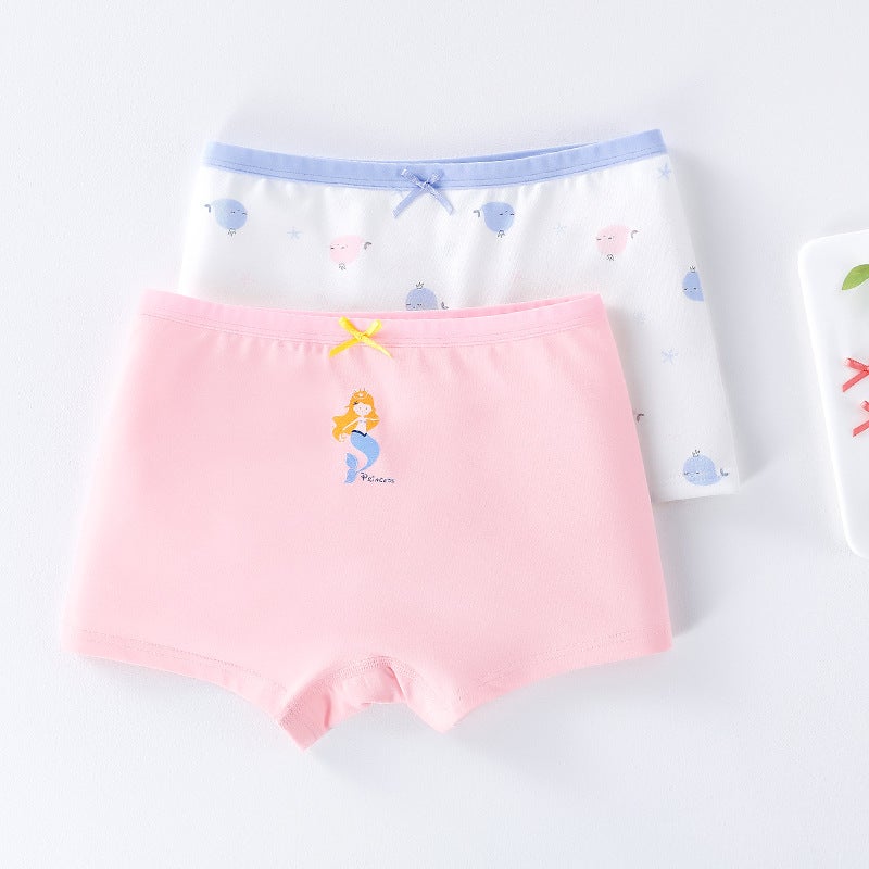 Girls Cotton Cartoon Briefs Antibacterial Kids Underwear GD205# Boxers/2 Pack 