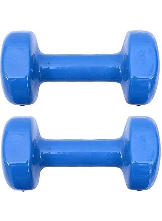 DUNISO 2 قطع دمبل، دمبل للياقة البدنية، دمبل لرفع الأثقال مع مقابض مضادة للانزلاق، متينة وقوية، مناسبة للياقة البدنية، الاستخدام المنزلي، التمارين، رفع الأثقال، اليوغا، 3 كجم لكل منها، زرقاء - Image 3