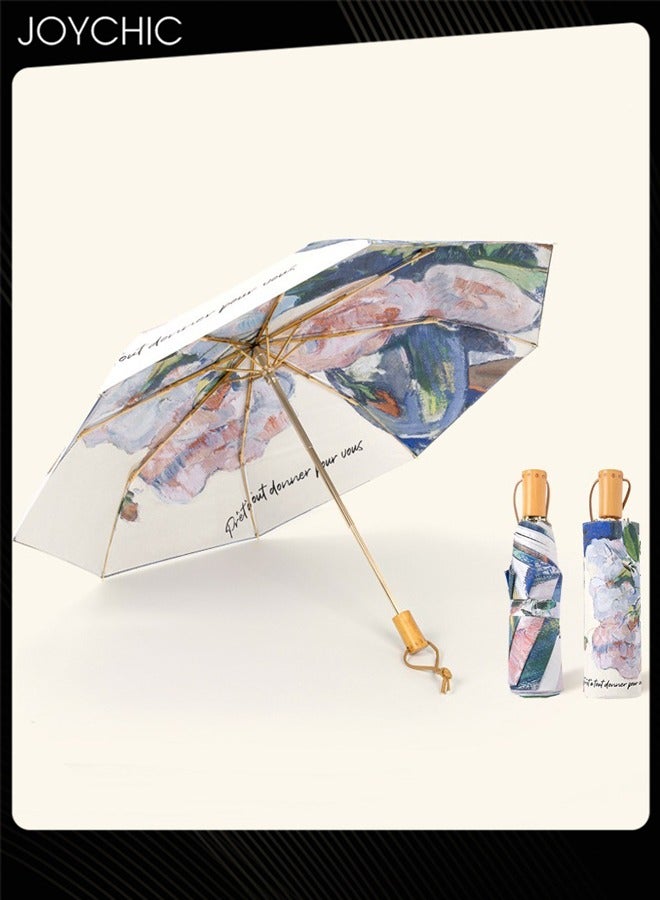 Joychic Ladies 3 Fold Floral Printing UPF 50+ UV Protection Umbrella Windproof Rainproof Travel Umbrella Multicolor  - Image 1
