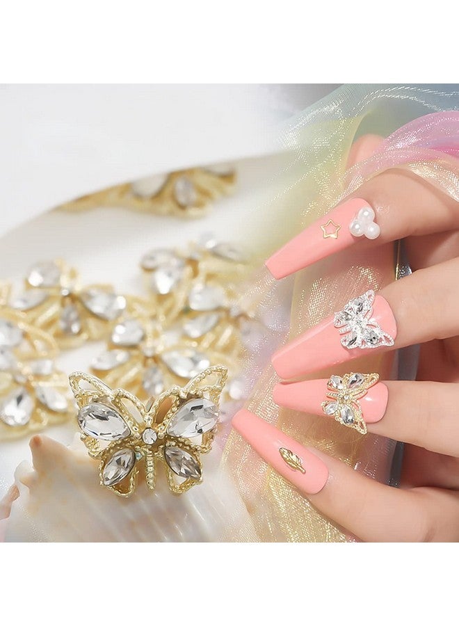 10 قطع من زينة أظافر الفراشة المعدنية اللامعة، أحجار الراين ثلاثية الأبعاد، زينة أظافر ذهبية فضية، مجوهرات أظافر، زينة أظافر على شكل فراشة للنساء والفتيات - Image 5