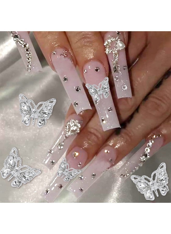 10 قطع من زينة أظافر الفراشة المعدنية اللامعة، أحجار الراين ثلاثية الأبعاد، زينة أظافر ذهبية فضية، مجوهرات أظافر، زينة أظافر على شكل فراشة للنساء والفتيات - Image 2