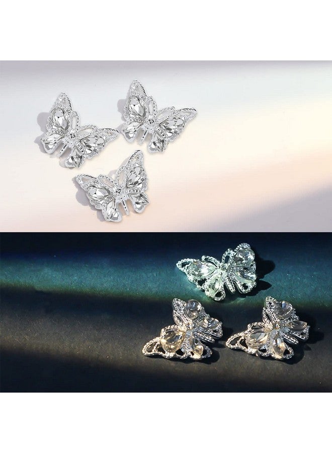 10 قطع من زينة أظافر الفراشة المعدنية اللامعة، أحجار الراين ثلاثية الأبعاد، زينة أظافر ذهبية فضية، مجوهرات أظافر، زينة أظافر على شكل فراشة للنساء والفتيات - Image 4