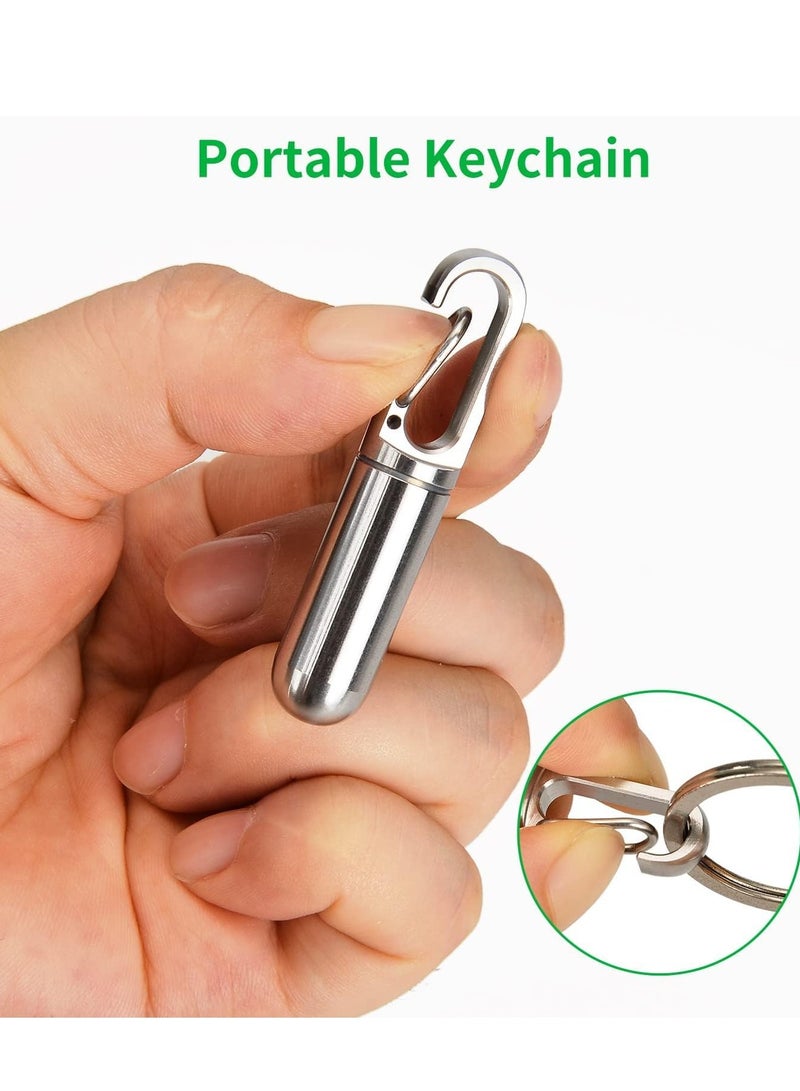Zikra Small Pill Box Keychain Titanium Mini Portable Pill Organizer Case Container for Purse, Waterproof Metal Pocket Pill Holder Medicine Bottle for Outdoor Camping Travel - Image 3