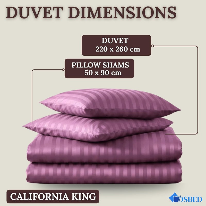 OSBED® Stripe 3 Piece Duvet Cover Set - Hotel Style Striped Duvet Cover & 2 Pillow Shams - Breathable Microfiber Fabric - Pink, King Size - Image 2