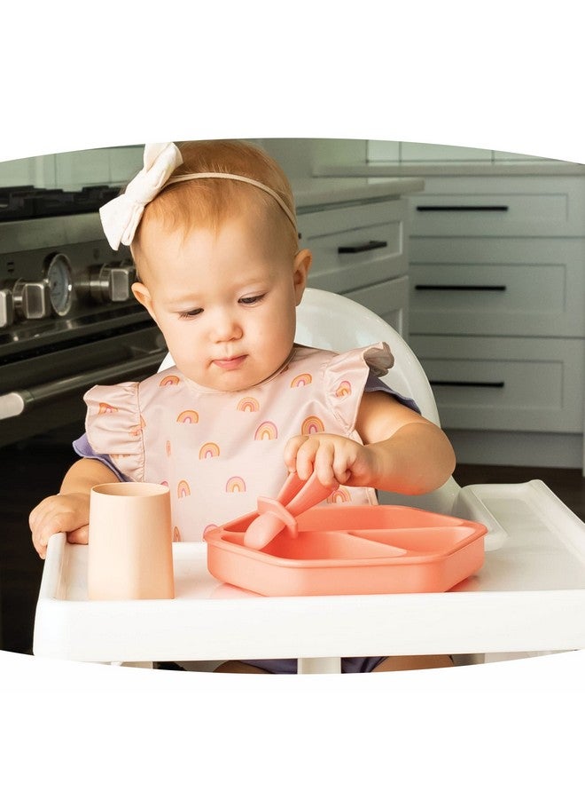 Tiny Twinkle Silicone Suction Baby Plate, Suction Grip Divided Dish For First Foods And Self-Feeding Toddlers, Baby Led Weaning Supplies For Independent Eating (Coral Plate)  - Image 4