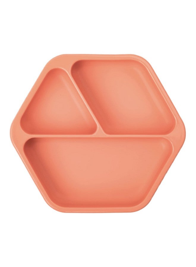 Tiny Twinkle Silicone Suction Baby Plate, Suction Grip Divided Dish For First Foods And Self-Feeding Toddlers, Baby Led Weaning Supplies For Independent Eating (Coral Plate)  - Image 1