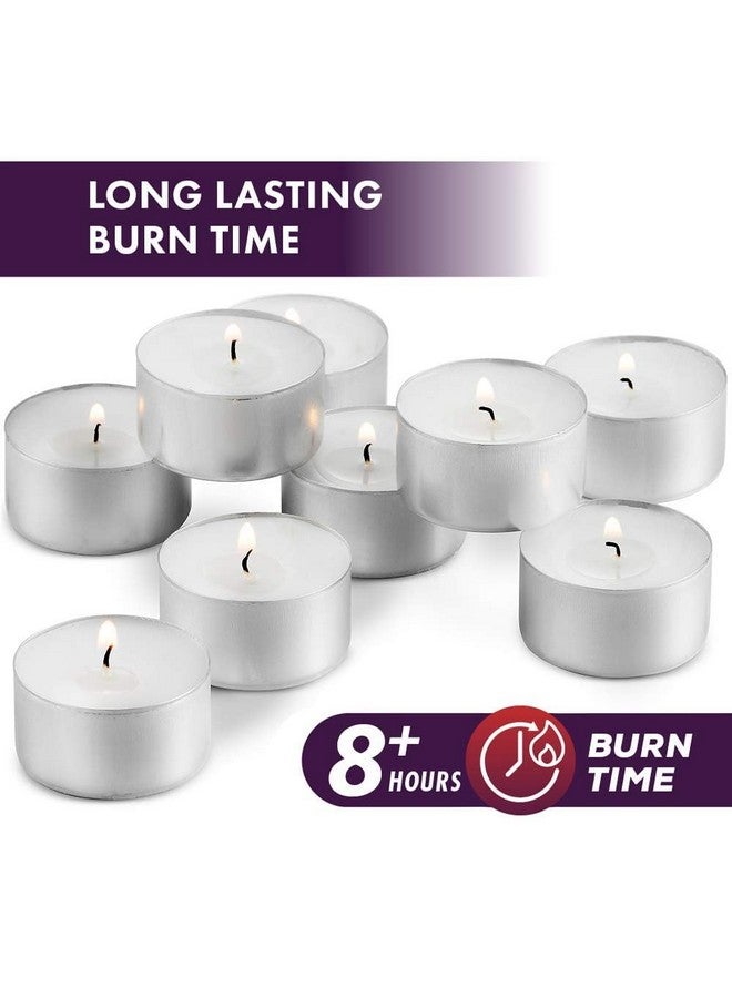 MontoPack MontoPack Unscented White Tealight Candles Bulk [50] | 8 Hours of Smokeless, Dripless, Long Lasting Burning Paraffin Tea Lights | Small Votive Mini Candles for Home, Shabbat, Weddings & Emergencies  - Image 4