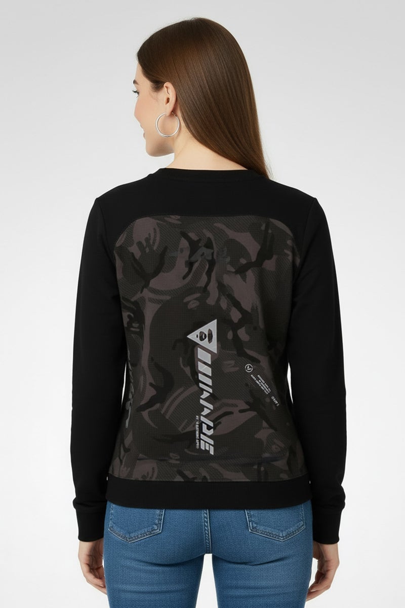 Aape BY *A BATHING APE® Women Crew Neck Brand Logo Long Sleeve Sweatshirt, Black - Image 3