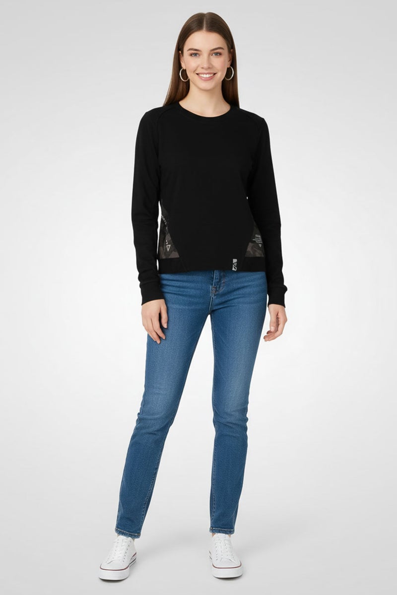 Aape BY *A BATHING APE® Women Crew Neck Brand Logo Long Sleeve Sweatshirt, Black - Image 4