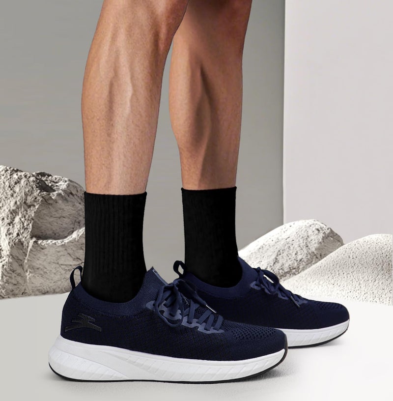 Puweco Mens Breathable Workout Shoes Comfort Gym Sneakers Slip on Running Shoes Dark Blue Size 9.5 - Image 3
