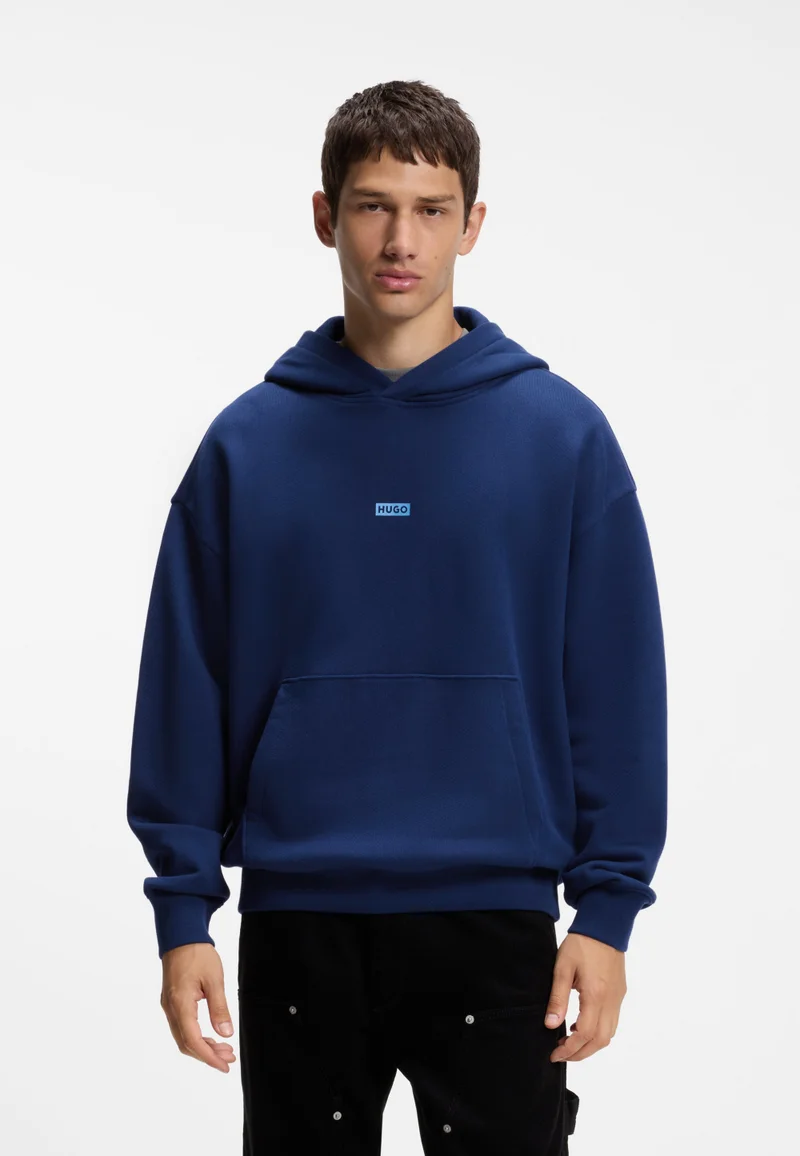 Cotton-terry loose-fit hoodie with logo details
