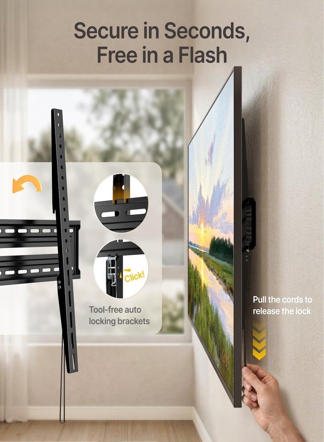 monTEK Heavy Duty Fixed TV Wall Mount for 50-100 Inch Large TVs up to 200 lbs, 4X Safety Tested, TV Mount Bracket for Home Theater & Commercial Use, Fits 16"/18"/24" Wood Studs, Max VESA 900x600mm - Image 3