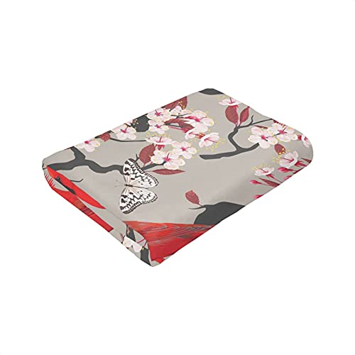 LodiSFOA Lightweight Microfiber Plush Throw Blanket Christmas Cardinal Decor for Couch Bed Sofa Travel All Seasons(Cardinals Birds Cherry Flowers, 40"×50") - Image 2