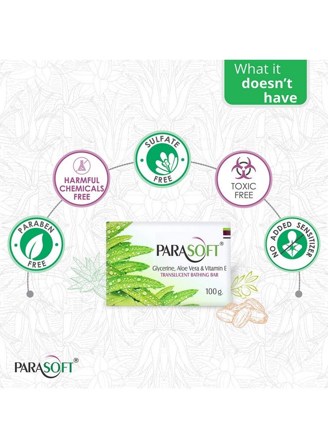 Parasoft Moisturising Cleansing Body Soap For Dry Skin with Goodness of Aloe Vera, Glycerine & Vitamin E For Nourishing & Purification of Sensitive Skin -100 gm (Pack of 8) - Image 4