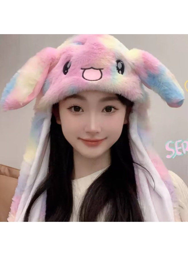 Plush Cartoon Winter Hat – Moving Ears A supe Made from comfortable, durable fabric that looks adorable on both kids and adults.r-soft plush winter hat with a cute bunny design and vibrant colors. The hat features long ears that move when you press the ends, adding a fun and playful touch - Image 1
